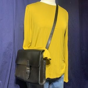 Eileen Fisher mustard top, slimming knit